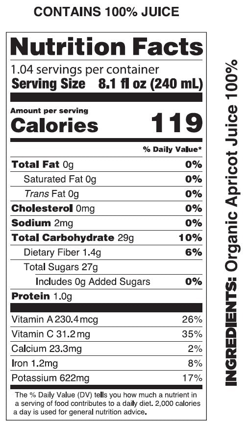 Pure Organic Apricot Juice - Pomona Organic Juices