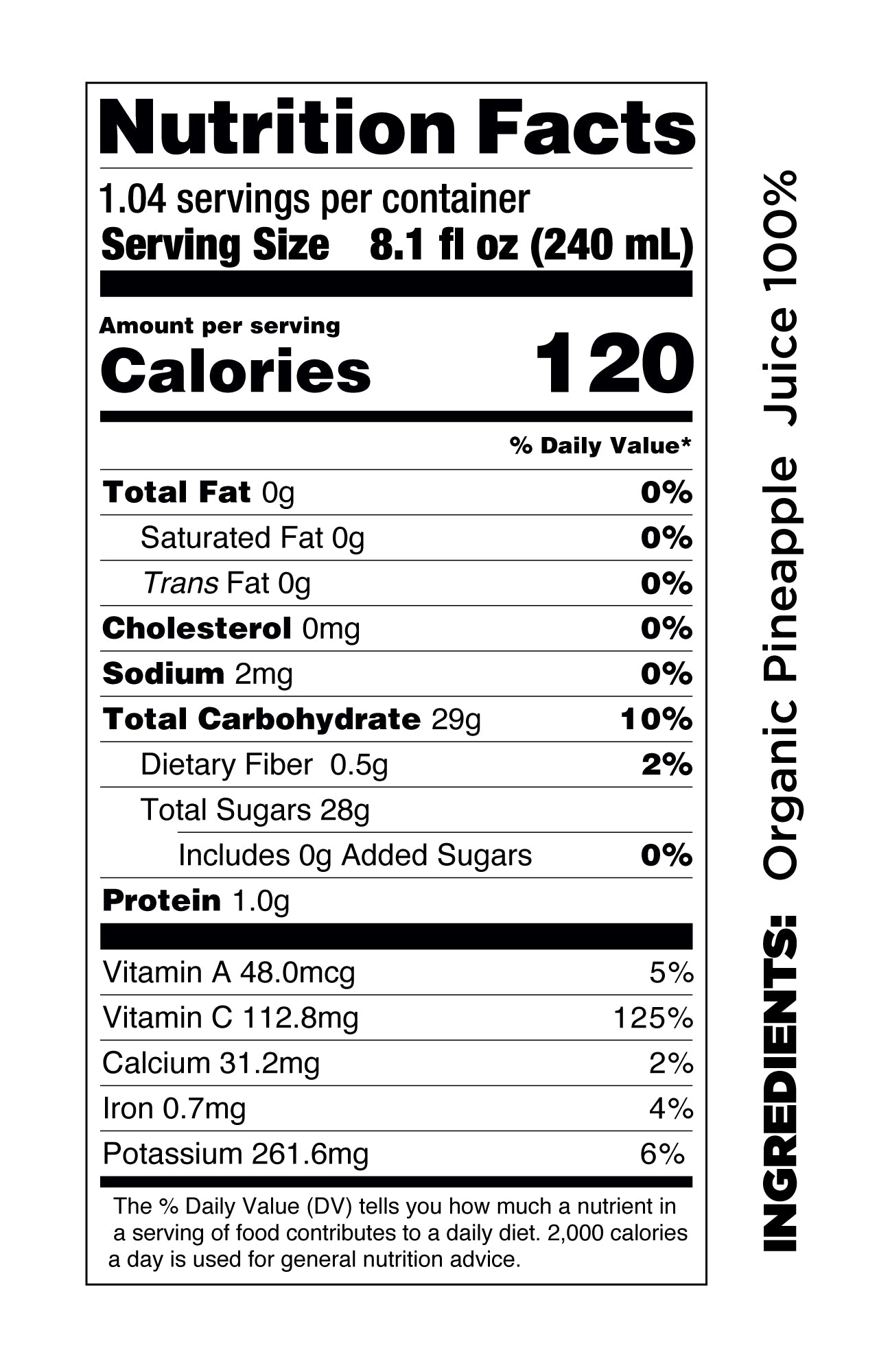 Pure Organic Pineapple Juice - Pomona Organic Juices