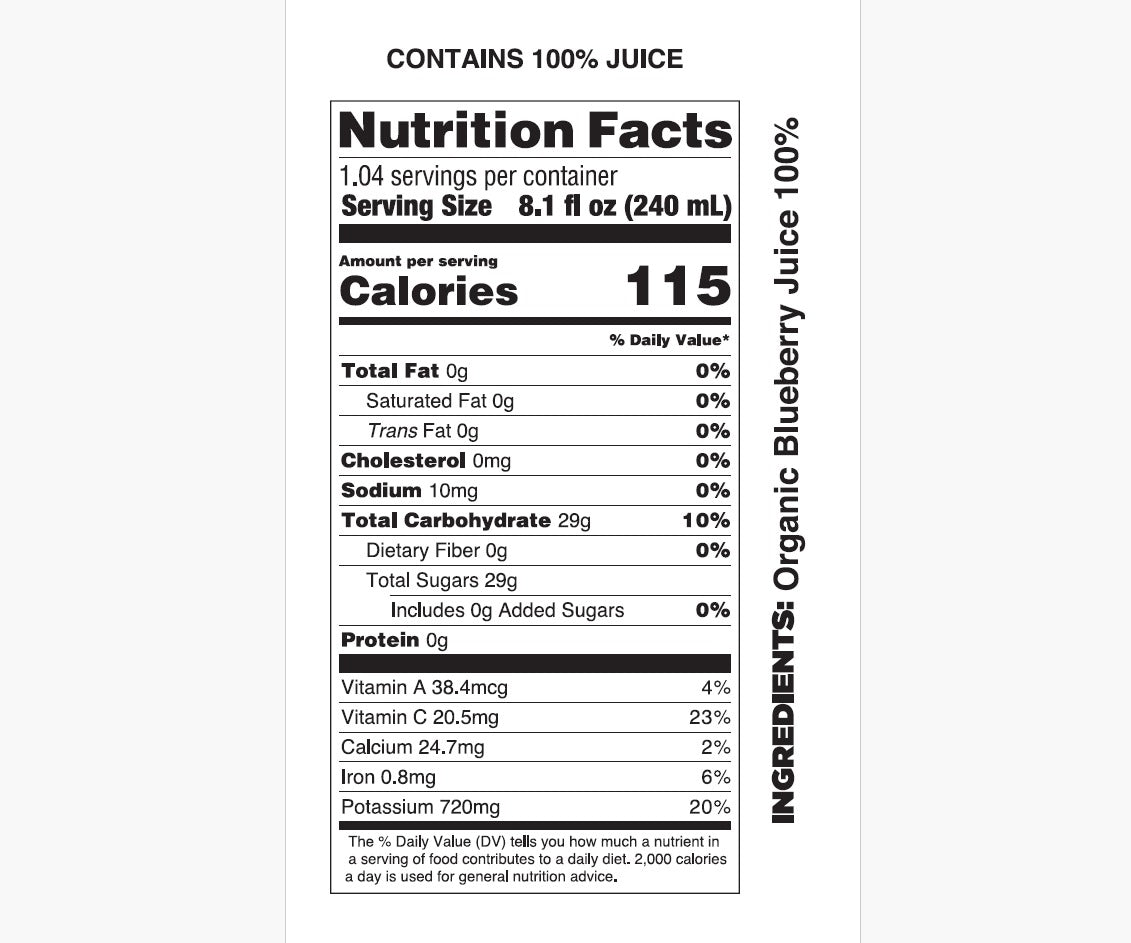 Pure Organic Blueberry Juice - Pomona Organic Juices