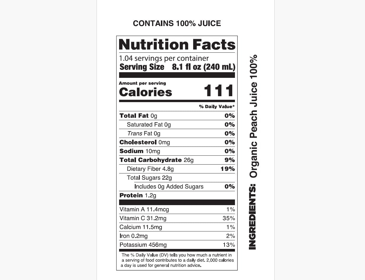 Pure Organic Peach Juice - Pomona Organic Juices