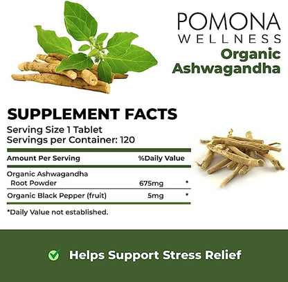Pomona Wellness Organic Ashwagandha (120 Count)