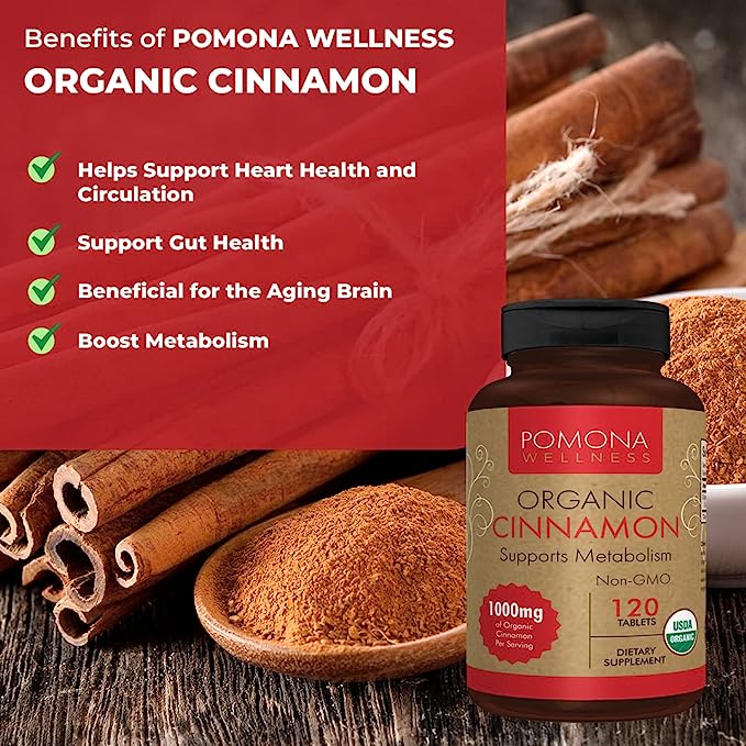 Pomona Wellness Organic Cinnamon 120 Count Pomona Products