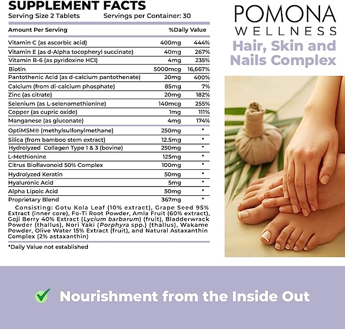 Pomona Wellness Hair, Skin & Nails Complex (60 Count)