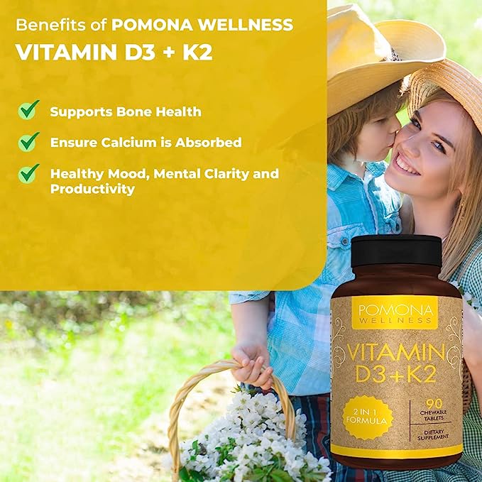 Pomona Wellness Vitamin D-3 with Vitamin K-2 (90 Chewable Tablets)